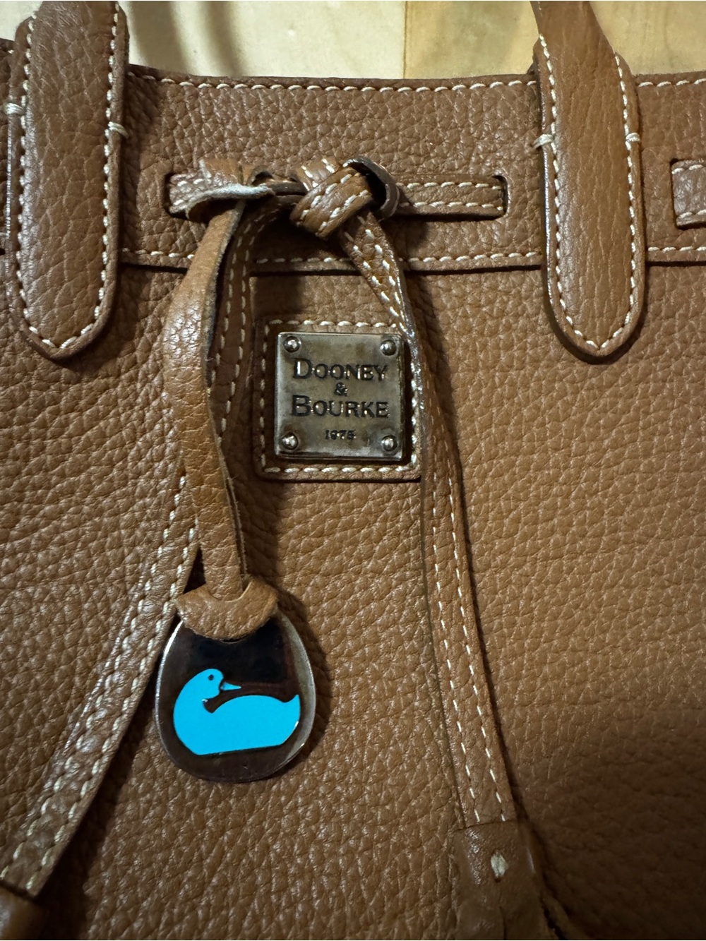 Dooney & Bourke Brown Pebbled Leather Satchel - Picture 2 of 2